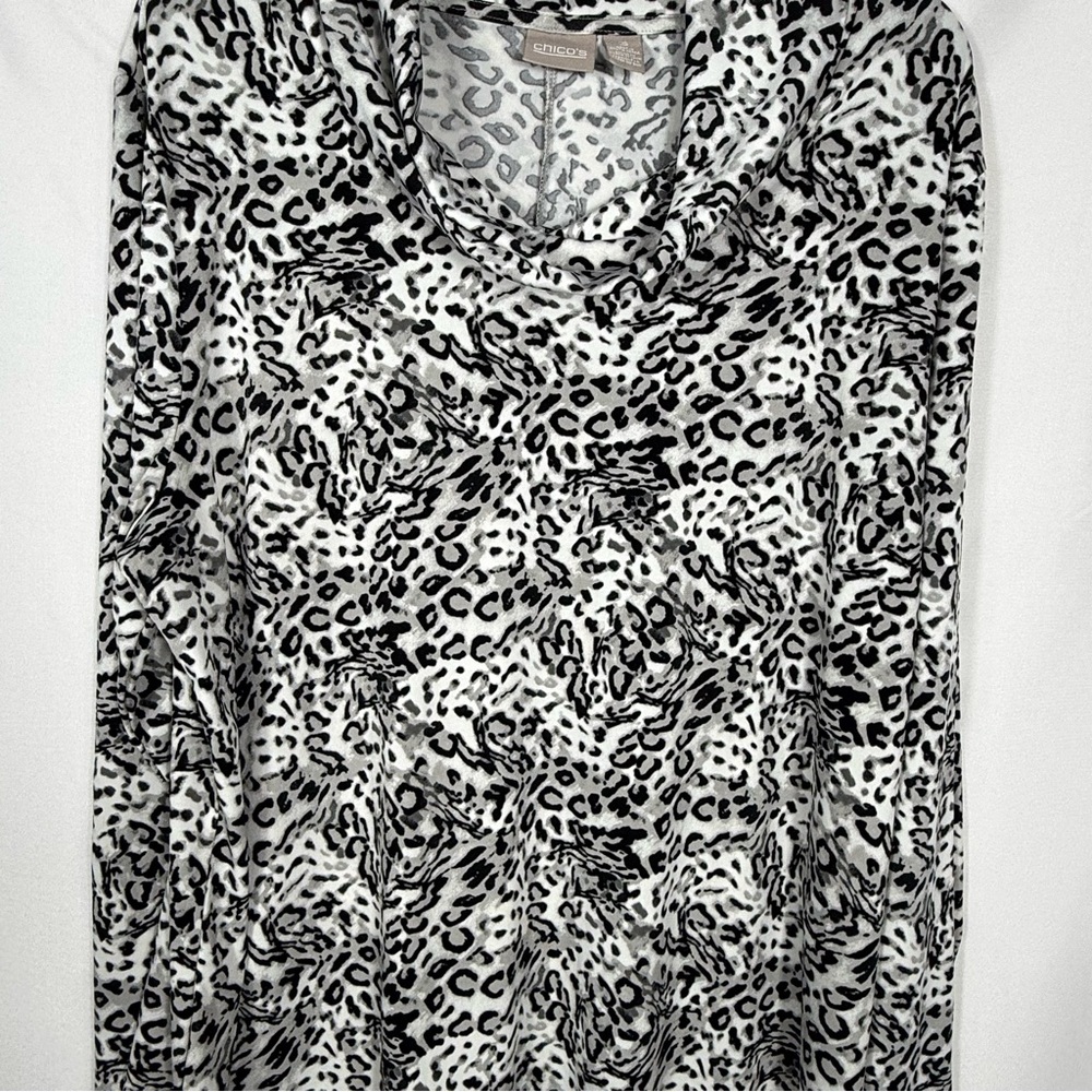 Chico’s Women’s Long Sleeve Cowl Neck Leopard Print Top.  Chico’s Size 3.  NWOT. - Picture 7 of 13